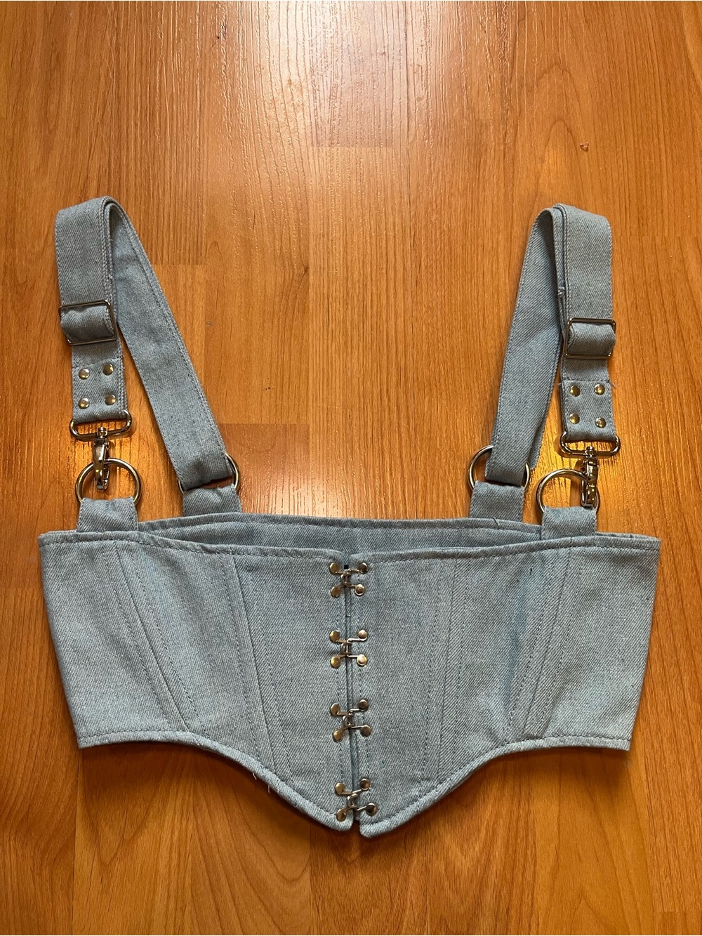 Dolls kill/Poster girl denim corset top